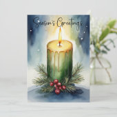 Waterverf Vakantie Kaars Feestelijke Illustratie Feestdagenkaart (Staand voorkant)