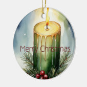 Waterverf Vakantie Kaars Feestelijke Illustratie Keramisch Ornament (Links)