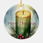 Waterverf Vakantie Kaars Feestelijke Illustratie Keramisch Ornament (Achterkant)