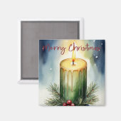 Waterverf Vakantie Kaars Feestelijke Illustratie Magneet (Voorkant / Achterkant)