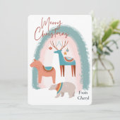 Waterverf Vakantie Kerst Kaart (Staand voorkant)