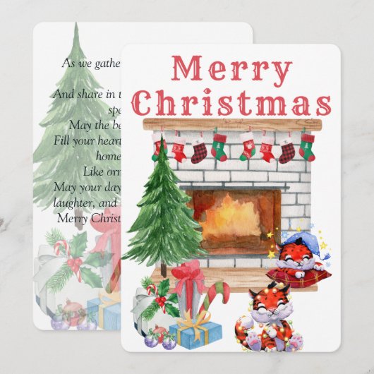 Waterverf Vakantie Kerst Kaart (Voorkant / Achterkant)