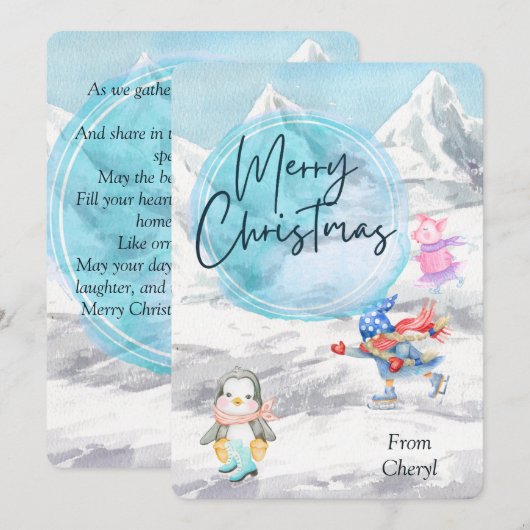 Waterverf Vakantie Kerst Kaart (Voorkant / Achterkant)