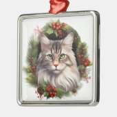 WATERVERF VAKANTIE KERSTMIS MAINE COON CAT METALEN ORNAMENT (Links)