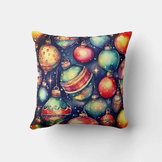 Waterverf Vakantie Kunst Kerst Decoratie Kussen (Achterkant)