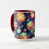 Waterverf Vakantie Kunst Kerst Decoratie Mok (Voorkant links)