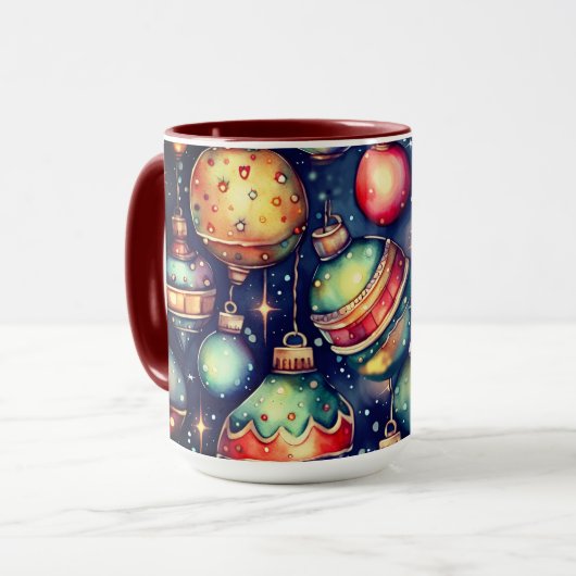 Waterverf Vakantie Kunst Kerst Decoratie Mok (Voorkant links)