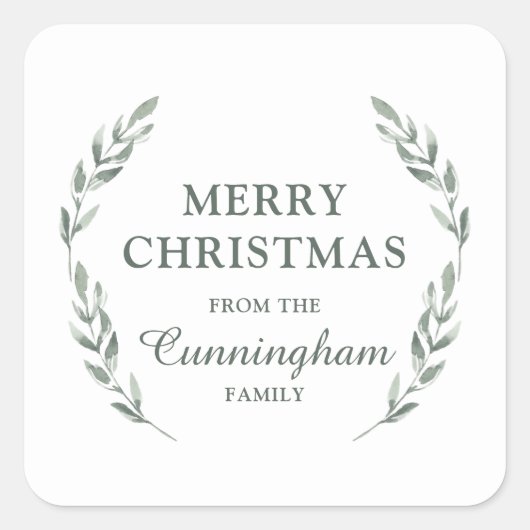 Waterverf vakantie met bladeren vierkante sticker (Voorkant)