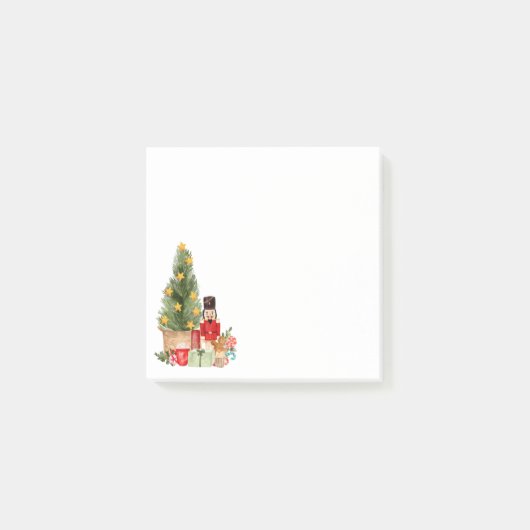 Waterverf Vakantie Notenkraker Kerstboom Post-it® Notes (Voorkant)