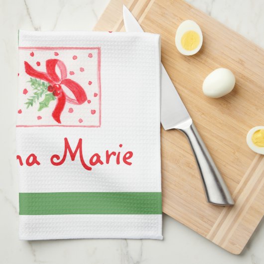 Waterverf Vakantie PERSONALISEREN Oma Theedoek (Quarter Fold)