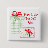 Waterverf Vakantie Vrienden zijn de beste geschenk Vierkante Button 5,1 Cm (Voorkant)