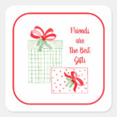 Waterverf Vakantie Vrienden zijn de beste geschenk Vierkante Sticker (Voorkant)
