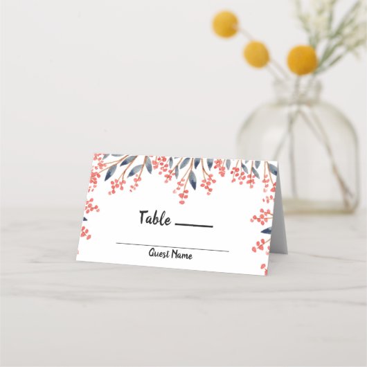 Waterverf Vakantie Winterbessen Trouwtafel Plaatskaartje (Achterkant)