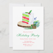 Waterverf Vakantie Wintertaart met Holly Kaart (Voorkant)