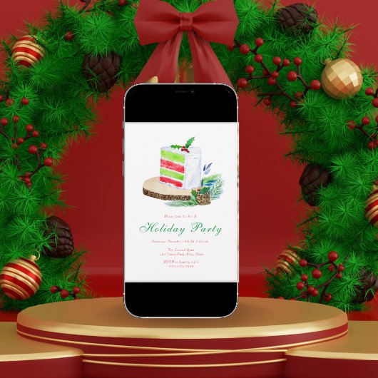 Waterverf Vakantie Wintertaart met Holly Kaart