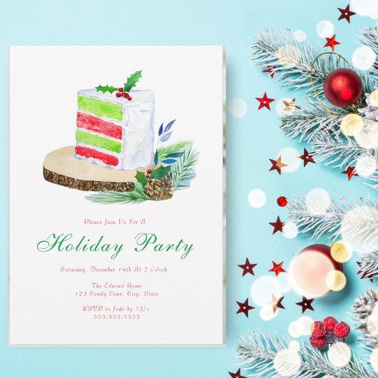 Waterverf Vakantie Wintertaart met Holly Kaart