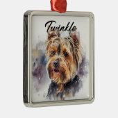 WATERVERF VAKANTIE YORKSHIRE TERRIER DOG METALEN ORNAMENT (Rechts)
