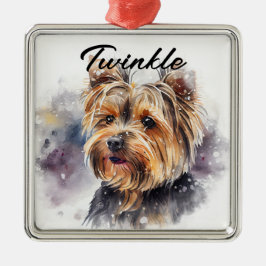 WATERVERF VAKANTIE YORKSHIRE TERRIER DOG METALEN ORNAMENT
