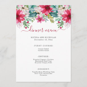 Waterverf vakantiebloemen   Bruiloft Menu