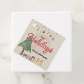 Waterverf vakantieboom retro stijl Favor Box Bedankjes Labels (In situ)