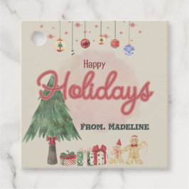 Waterverf vakantieboom retro stijl Favor Box Bedankjes Labels