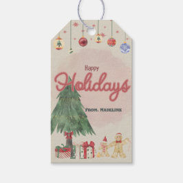 Waterverf vakantieboom retro stijl Favor Box Cadeaulabel