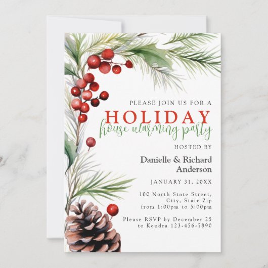 Waterverf Vakantiehuis Warming Party Kaart (Voorkant)