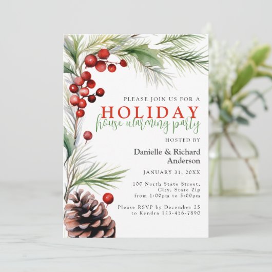 Waterverf Vakantiehuis Warming Party Kaart (Staand voorkant)