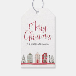 Waterverf vakantiehuizen Red Merry Christmas Cadeaulabel
