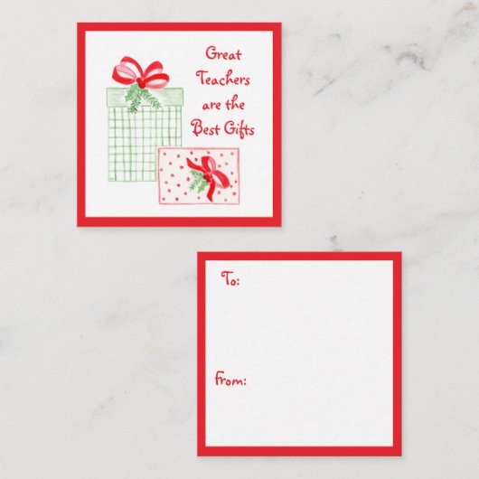 Waterverf vakantieleraren Beste geschenken Informatiekaartje (Voorkant / Achterkant)