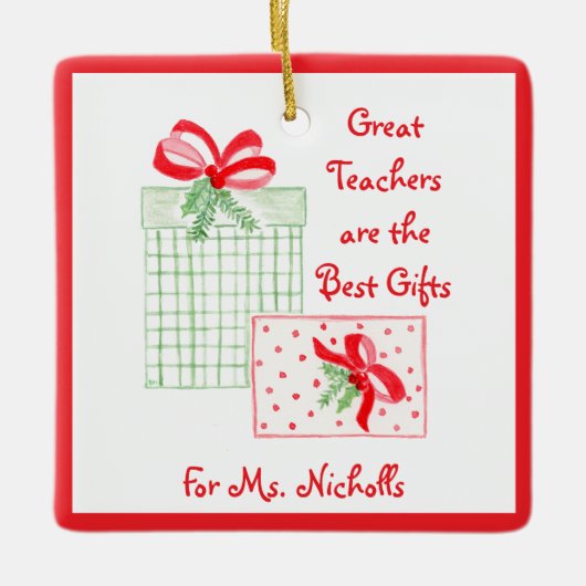 Waterverf vakantieleraren Beste geschenken Keramisch Ornament (Voorkant)