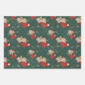 Waterverf vakantiepatroon van papierbladen inpakpapier vel (Voorkant 3)