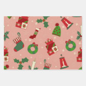 Waterverf vakantiepatroon van papierbladen inpakpapier vel (Voorkant 3)