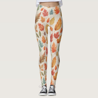 Waterverf val bladeren patroon leggings