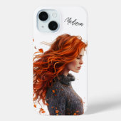 Waterverf val laat rood hoofdmeisje  Case-Mate iPhone case (Achterkant)