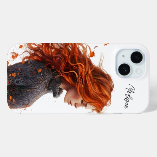 Waterverf val laat rood hoofdmeisje  Case-Mate iPhone case (Achterkant (horizontaal))