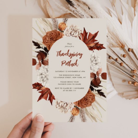 waterverf val laat Thanksgiving potluck achter Kaart