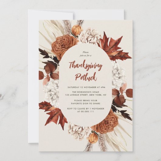 waterverf val laat Thanksgiving potluck achter Kaart (Voorkant)