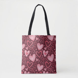 Waterverf Valentijn: bordeaux roze Tote Bag