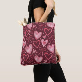 Waterverf Valentijn: bordeaux roze Tote Bag (Dichtbij)