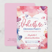 Waterverf Valentijn Dinner Party Uitnodiging (Voorkant / Achterkant)