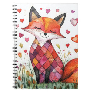 Waterverf Valentijn Fox Kaart Notitieboek