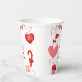Waterverf Valentijn hart Eerste Verjaardagsfeest Papieren Bekers (Rechts)
