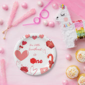 Waterverf Valentijn hart Eerste Verjaardagsfeest Papieren Bordje (Feest)