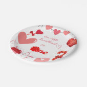 Waterverf Valentijn hart Eerste Verjaardagsfeest Papieren Bordje (Gekanteld)