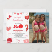 Waterverf Valentijn hart Twin Meisjes 2e Verjaarda Kaart (Voorkant)