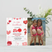 Waterverf Valentijn hart Twin Meisjes 2e Verjaarda Kaart (Staand voorkant)