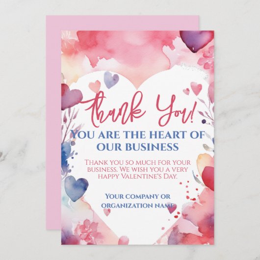 Waterverf Valentijn Klantwaardering Bedankkaart (Voorkant / Achterkant)