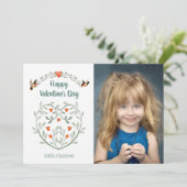 Waterverf Valentijn met uw foto Feestdagenkaart (Staand voorkant)