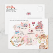 Waterverf Valentijn Village Map | Illustratie Briefkaart (Voorkant / Achterkant)